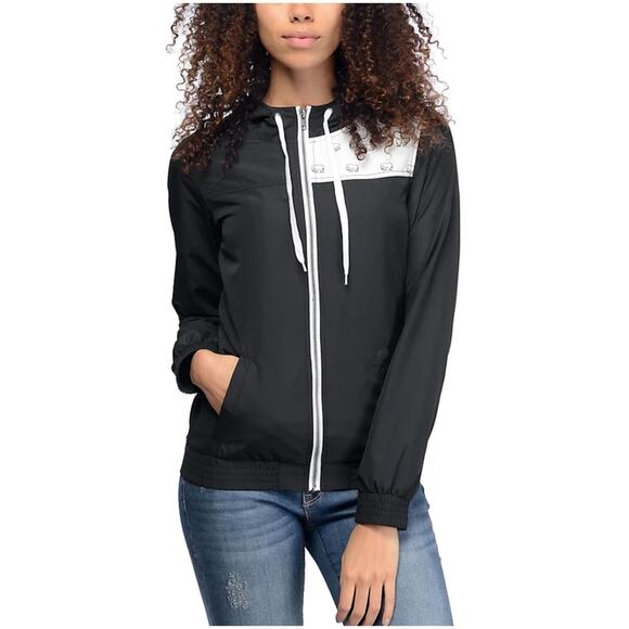 Roni Black Elephant Windbreaker Jacket by Empyre, Size: Large, EUC - Picture 1 of 14